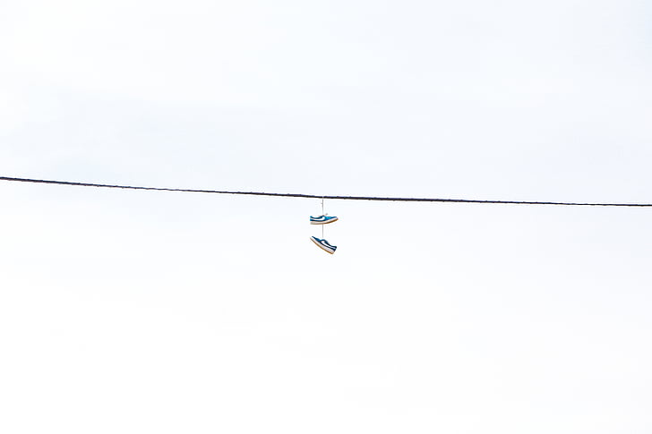 hanging, black, low, top, sneakers, white, clouds