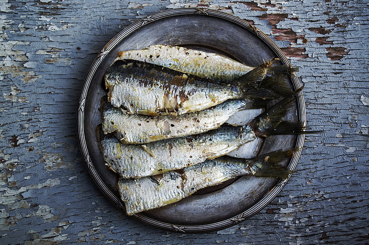 sardine, pesce, cibo placcato, cibo, alla griglia, Mediterraneo, preparati