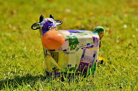 cow, save, money, meadow, piggy bank, funny, ceramic