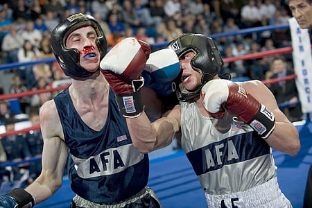 AFA, idrottsman nen, blod, boxare, boxning, kämpar, näsblod