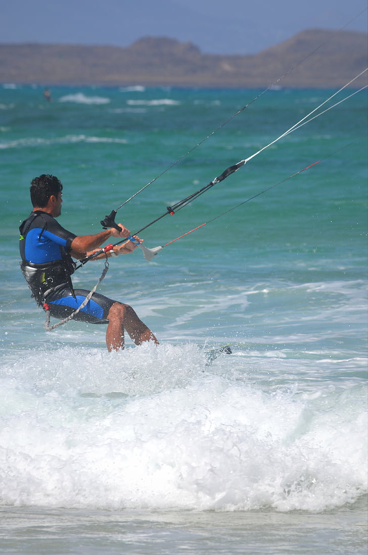 kite surfingu, sportowe, człowiek, fale, morze, ludzie, Sport