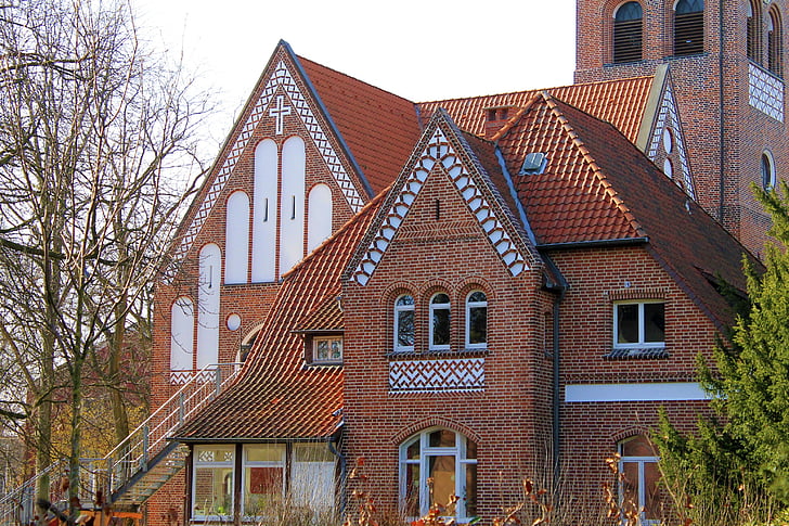 church, building, germany, brick