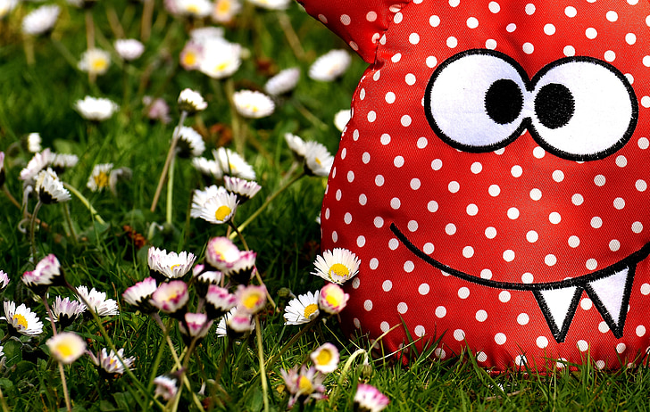 monster, fabric, meadow, floral, daisy, funny, cute