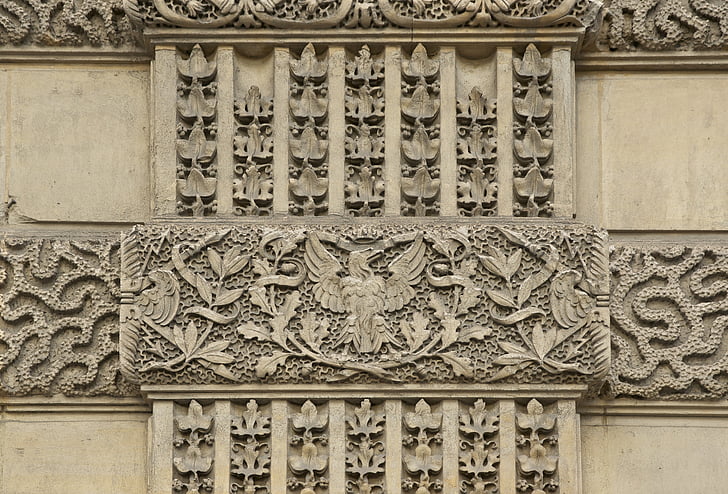 Dekoration, Louvre, Paris, Relief, Architektur, außen, historische