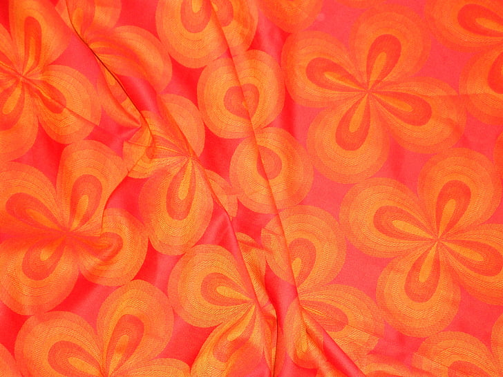 années 70, Rideau, tissu, textiles, tissu, arrière-plan, orange