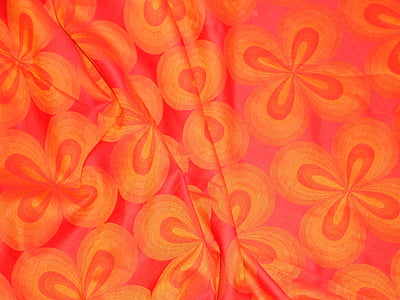 seventies, curtain, fabric, textiles, tissue, background, orange