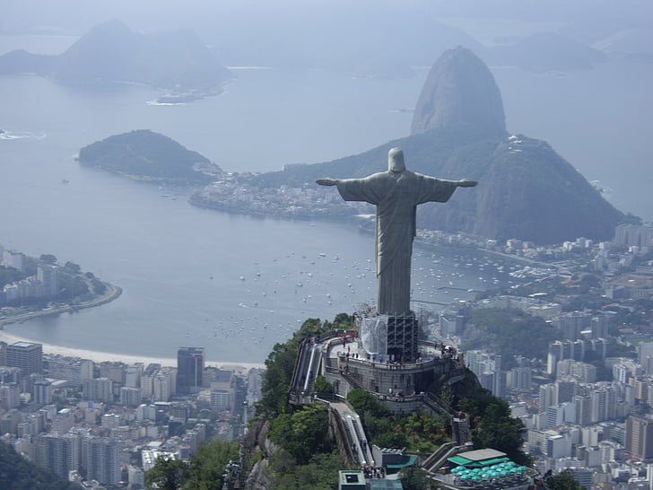Rio, Brazílie, cestování, Panoráma města, den, náboženství, kříž