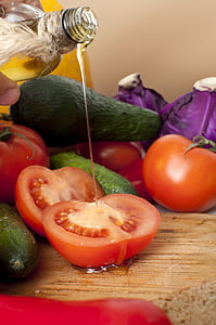 rouge, olive, huile, tomate, alimentaire, en bonne santé, snack