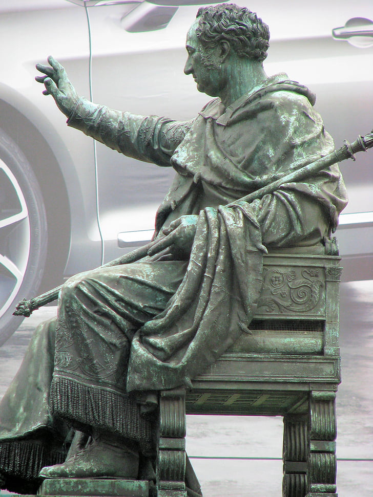 statue de cuivre, Sceptre, empereur, Imperator, cuivre, Munich, Figure