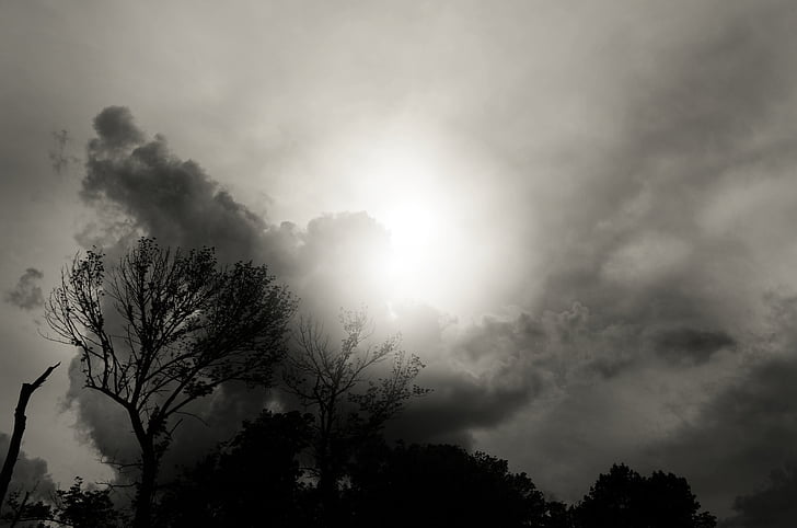 ciel noir, météo, changement climatique, émotionnelle, Cloudscape, orage, gris