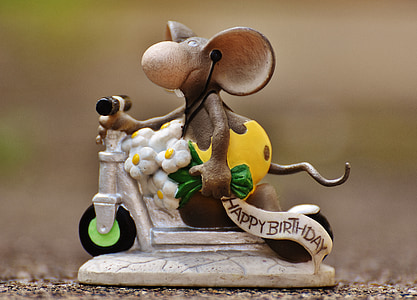 cumpleaños, ratón, rodillo, Figura, lindo, Saludo, Felicidades tarjeta