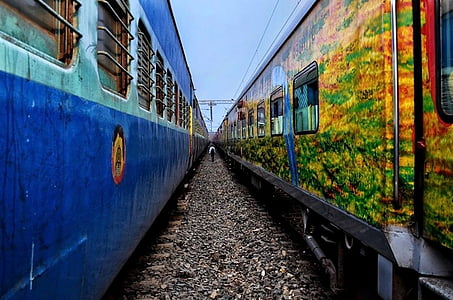indi, ferrocarril, tren, viatges, l'estació de, ciutat, transport