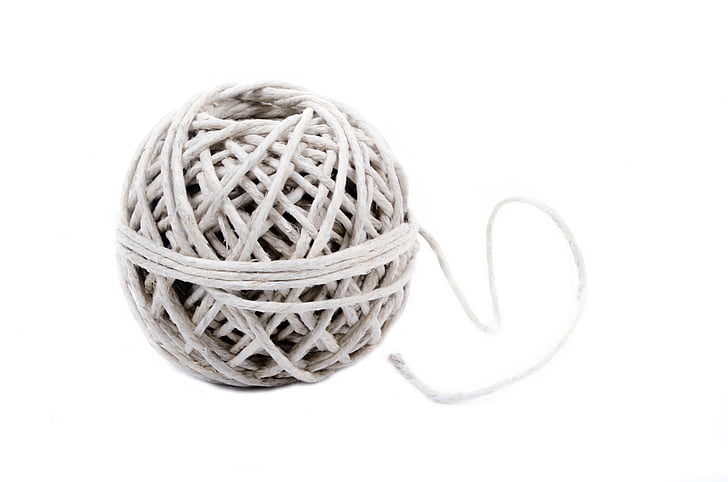 string, twine, ball, twined, isolated, rough, square