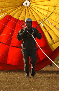 paraşüt, Paraşütçü, parasail, zemin, Uçuş, Skydive, açılış