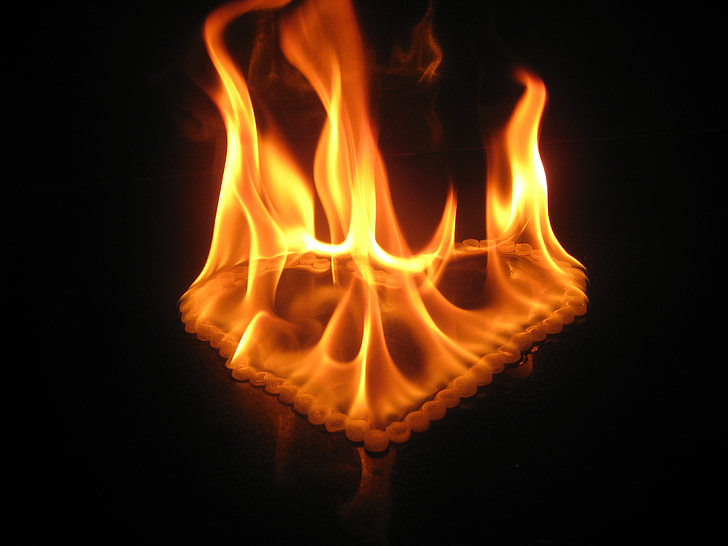 fogo, flama, Flames, coração, calor, quente, inflamável