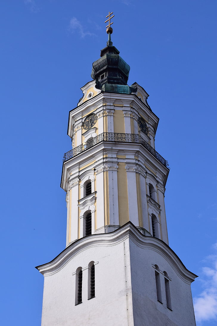 tårn, klokketårnet, Donauwörth, Bayern, katolske, historisk, religion