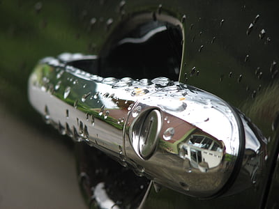 auto, kliky dveří, auto klice, stříbrná, kapka vody, odkapávací misky, dveře od auta