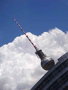 Берлин, Алекс, Телевизионната кула, небе, капитал, Германия, забележителност