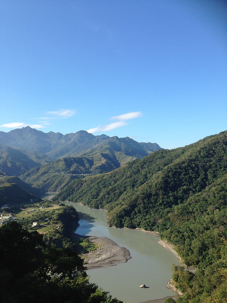 Taiwan, Taoyuan, montagna, Shihmen reservoir, Dam, Fiume Tahan