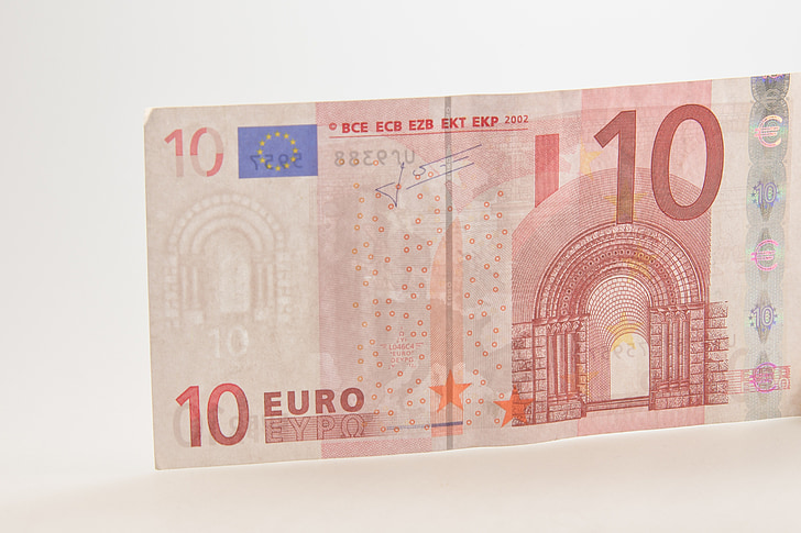 diez, euros, proyecto de ley, billete de un dólar, moneda, 10, Europa