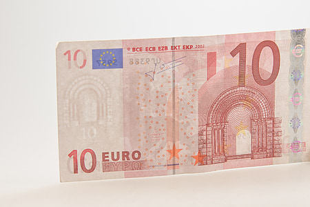 dez, Euro, Bill, Nota de dólar, moeda, 10, Europa