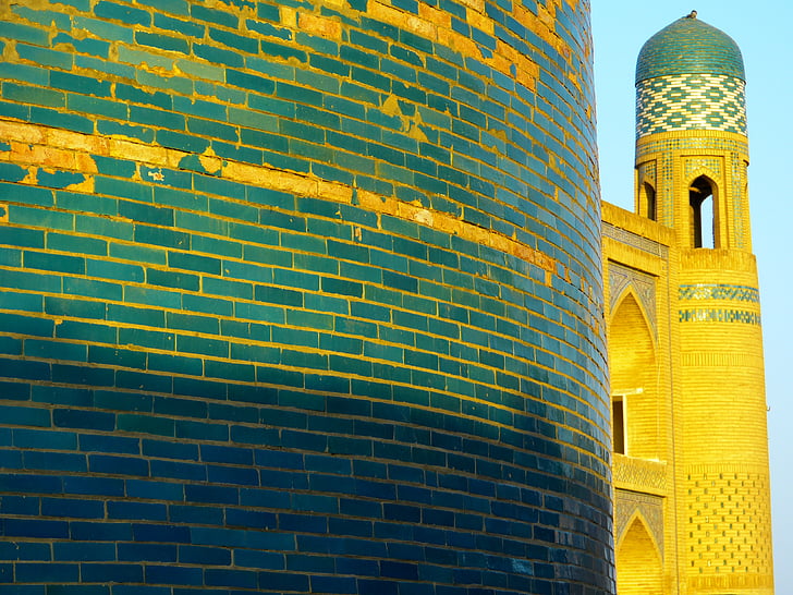 gadā, no rīta, kalta nelielas, īss minarets, morgenstimmung, Uzbekistāna