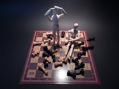 bordspel, Business, uitdaging, Schaken, schaakbord, schaakstukken, vergrote weergave
