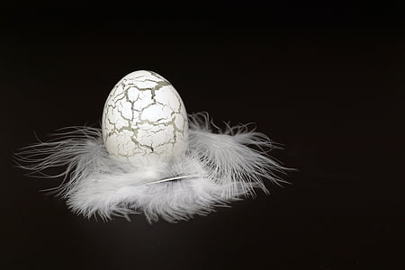 复活节彩蛋, 鸡蛋, 玻璃, 脆弱, 羽毛, 白色, 复活节
