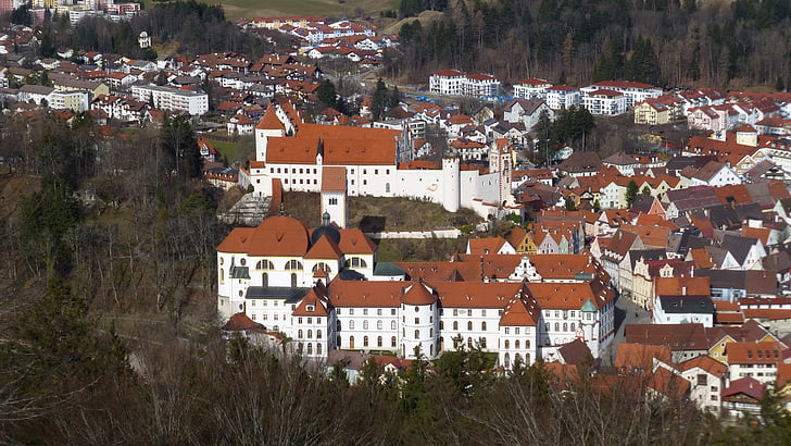 allgäu, füssen, of the calvary, panorama, old town, st mang abbey