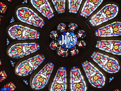 rozete, logu vitrāžas, baznīca, katedrālē, Neo gotika