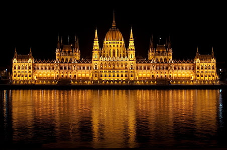 arhitektūra, Budapešta, ēka, Donavas upes, Ungārijas Parlamenta ēka, Ungārija, orientieris