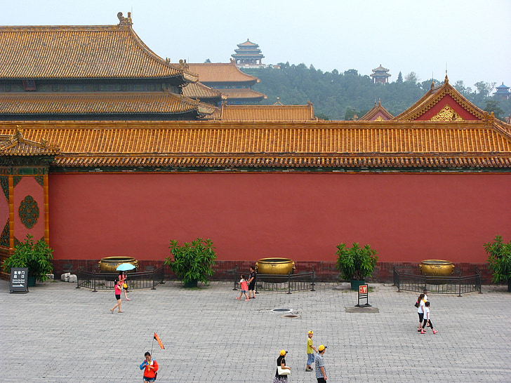 beijing, forbidden city, china, palace, roofs, human