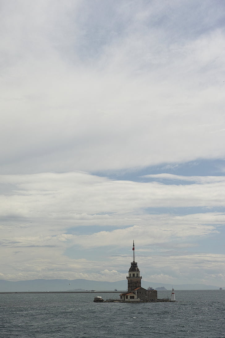 Maiden tower kiz kulesi, ploios, marină, clădire, natura, albastru, peisaj