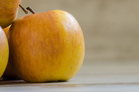 ābolu, dzeltena, augļi, svaigu, bioloģiskās lauksaimniecības, pārtikas produkti un dzērieni, pārtika
