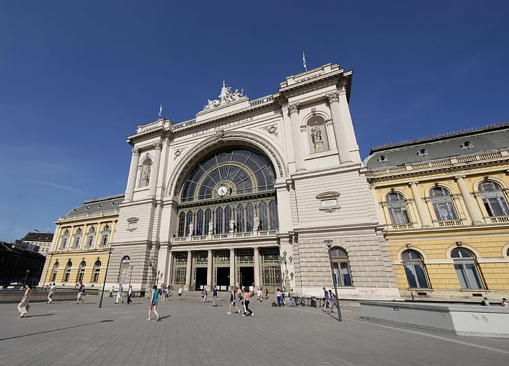 tågstation, torget, sommar, Downtown, arkitektur, Ungern, Budapest