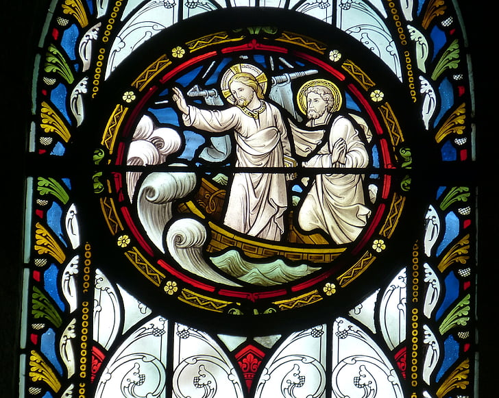Εκκλησία, παράθυρο, Εκκλησία παράθυρο, ο Ιησούς, πλοίο, εκκίνησης, προς τα εμπρός