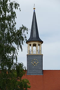 Torre dell'orologio, Torre, guglia, ambulatoria, cielo, albero, foglie