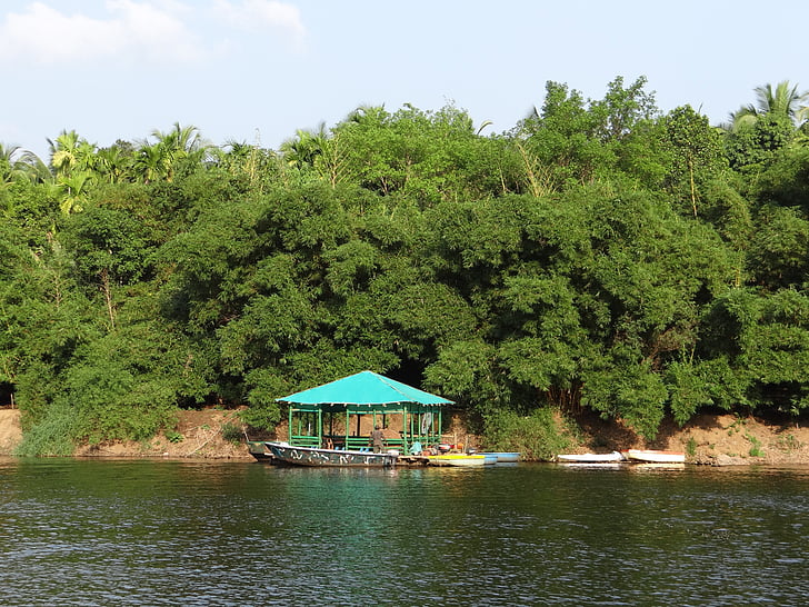 gangavali, river, ramanguli, jetty, bamboo forest, india