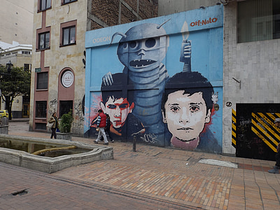 városi, falfestmény, Street art, festészet, arcok, Art, utca