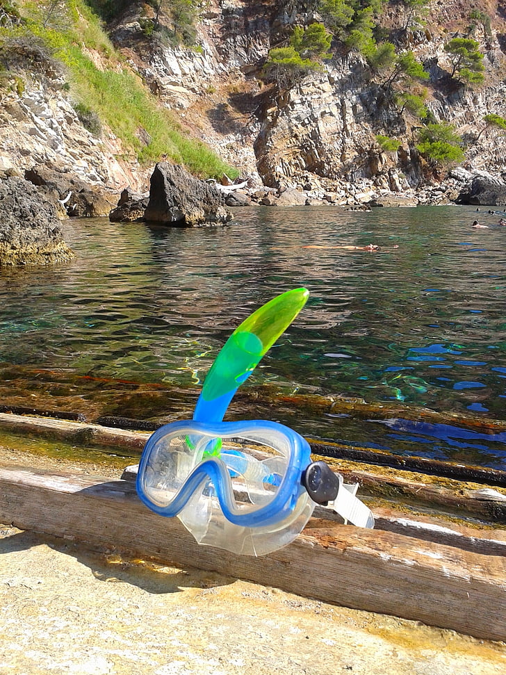 óculos de mergulho, mar, Mallorca, pedras, natureza, Espanha, Cala