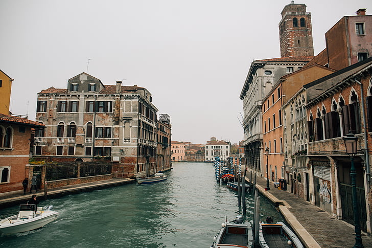 Venedig, Italien, floden, dagtid, arkitektur, byggnad, infrastruktur