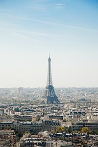 Eiffel, Wieża, w ciągu dnia, sztuka, budynek, samochód, Miasto
