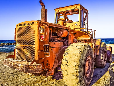 bulldozer, heavy machine, equipment, vehicle, machinery, yellow, caterpillar