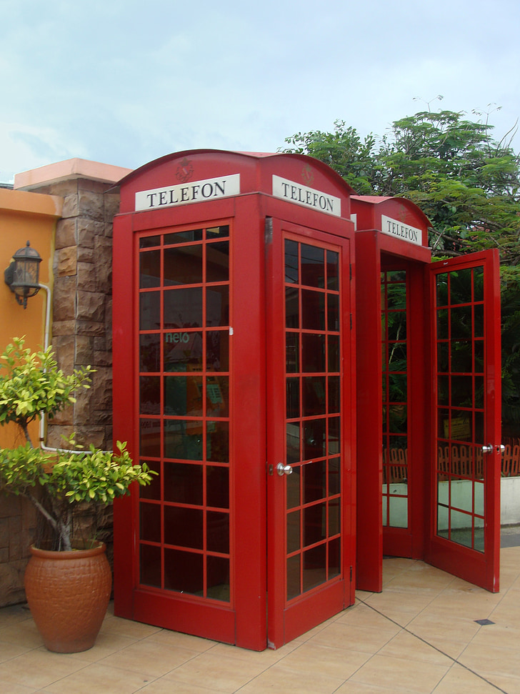 Téléphone, cabine téléphonique, Anglais, boîte rouge