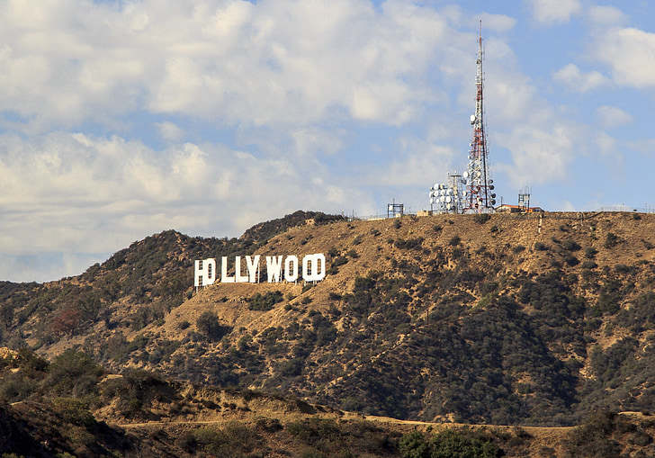 Hollywood, sinal, símbolo, ícone de, vintage, América, viagens