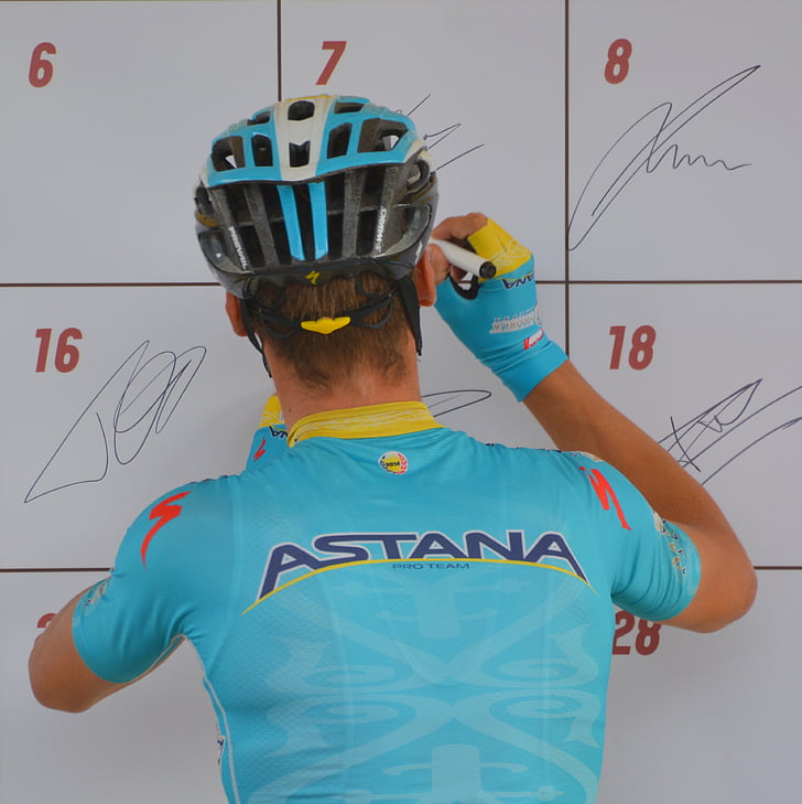 kolesar, poklicnim cestnim kolesom dirkač, človek, ljudje, športnik, Astana, podpis