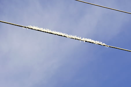 power line, frozen power lines, eiskristalle, frost, snow, crystals, cold