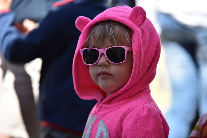 children, play, sunglasses, masquerade, ears, pink