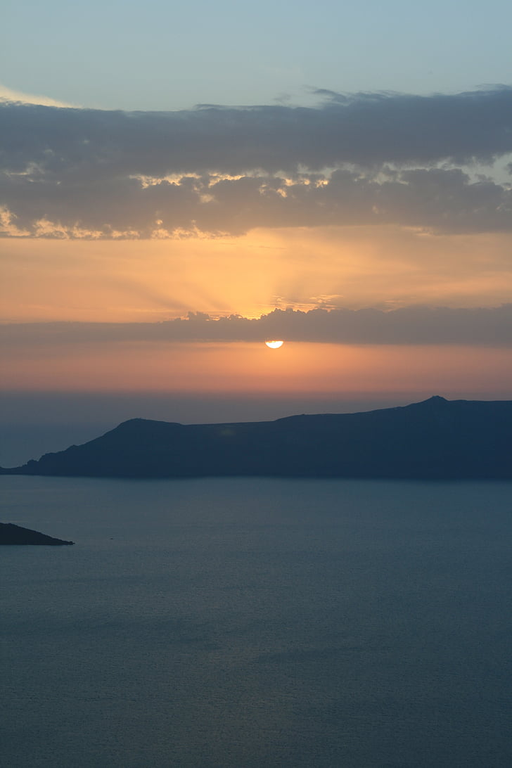 Grieķija, Santorini, Cyclades, svētku dienas, brīvdiena, vasaras, krasta