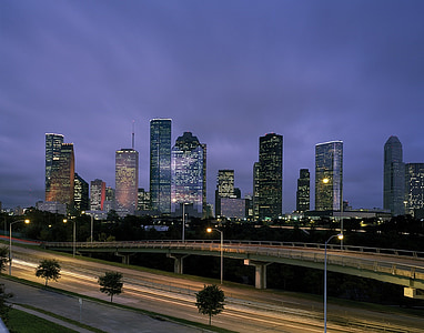 Skyline, Houston, súmraku, Downtown, Panoráma mesta, Texas, budovy